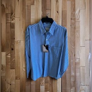 US Expedition Size Large Striped Cotton Long Sleeve Button Up Shirt Nwt